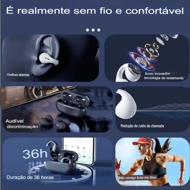 Fone Bluetooth Wireless Earphone Tipo Piercing