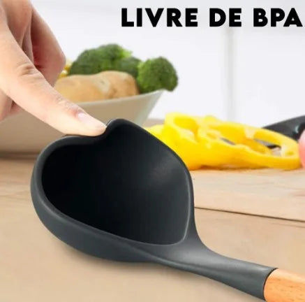 Kit Jogo 12 Peças de Cozinha Silicone (Colher Espátula kitchen Livre de BPA Antiaderente com Suporte)